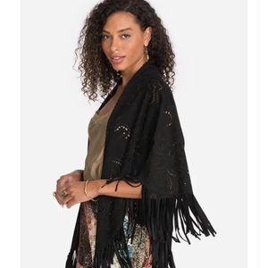 JOHHNY WAS SUEDE LASER CUT PONCHO